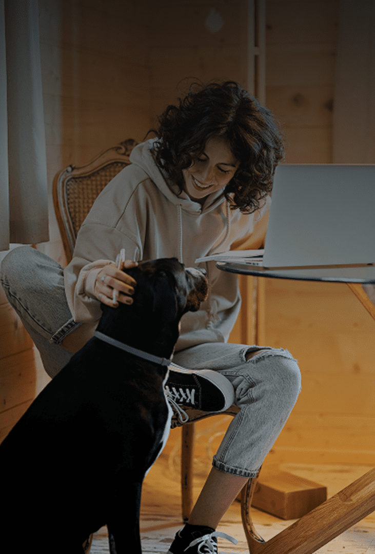 Cozy home office with a pet